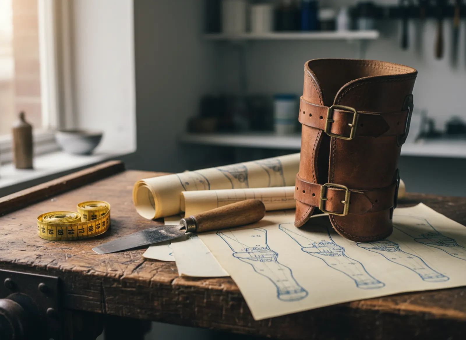 Tools of the prosthetics and orthotics craft on a workbench